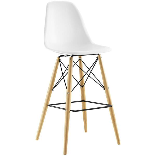 Primewir Pyramid Bar Stool in White ABS on Beech Legs with Steel Wire EEI-1701-WHI